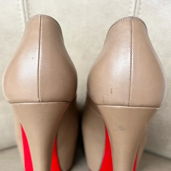 Christian Louboutin Highness 160 Nude Tan Platform Red Peep Toe Euro 38 1/2 - Picture 8 of 16